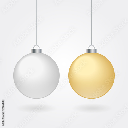Set of gold and silver Christmas Balls, vector icon
