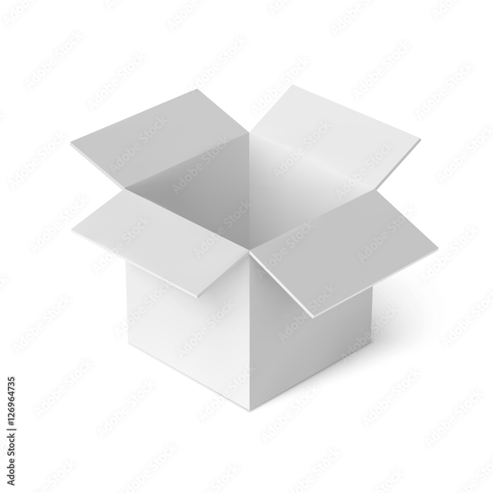 3d open white box. Realistic package cardboard box. Vector illustration 3d open white box. Realistic package cardboard box. Vector illustration