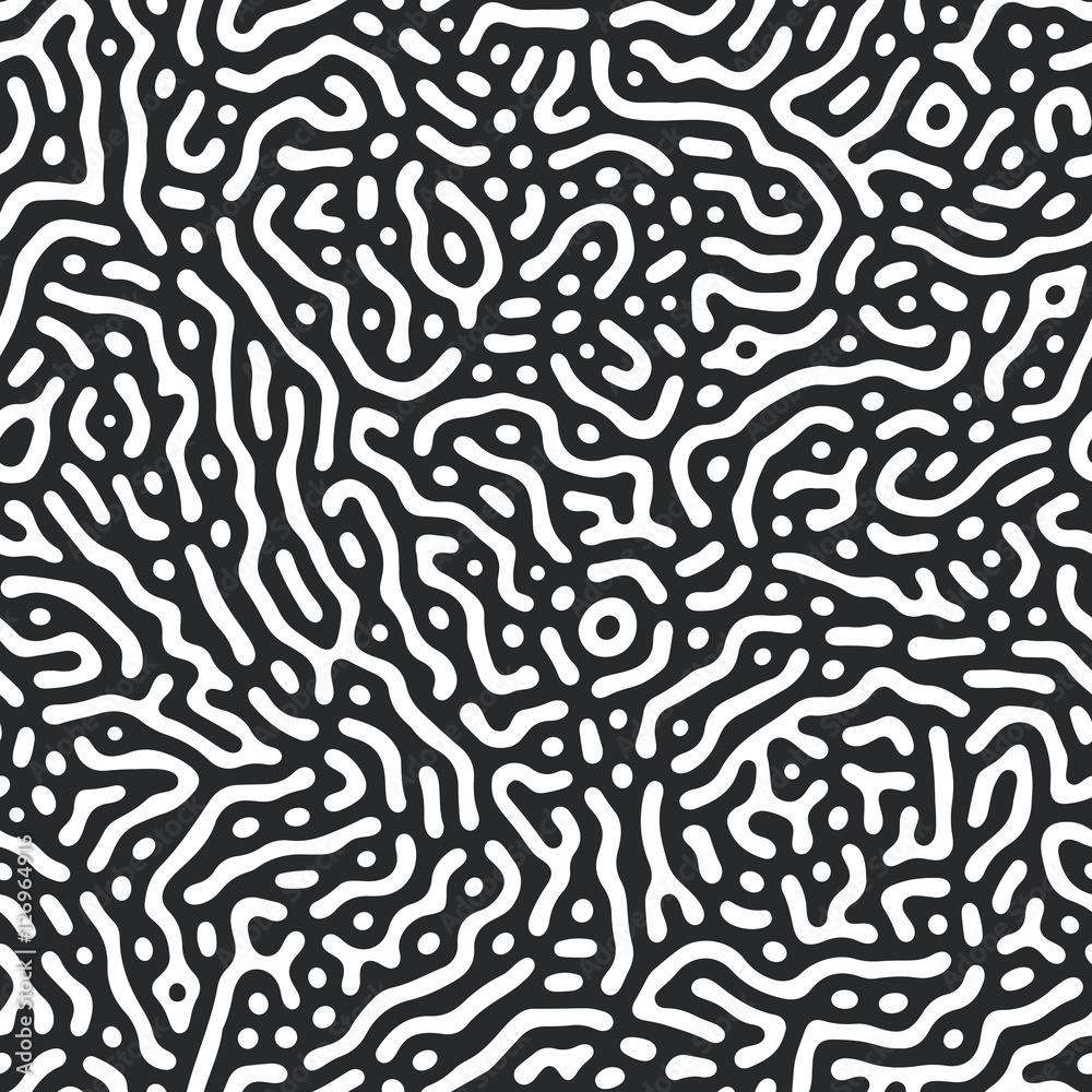 Diffusion reaction vector seamless pattern. Black and white organic shapes, lines pattern. Abstract Background illustration Diffusion reaction vector seamless pattern. Black and white organic shapes, lines pattern. Abstract Background illustration