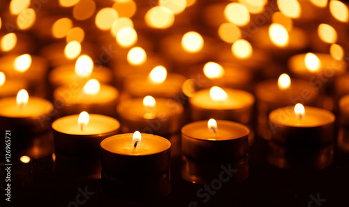 Burning candles with shallow depth of field