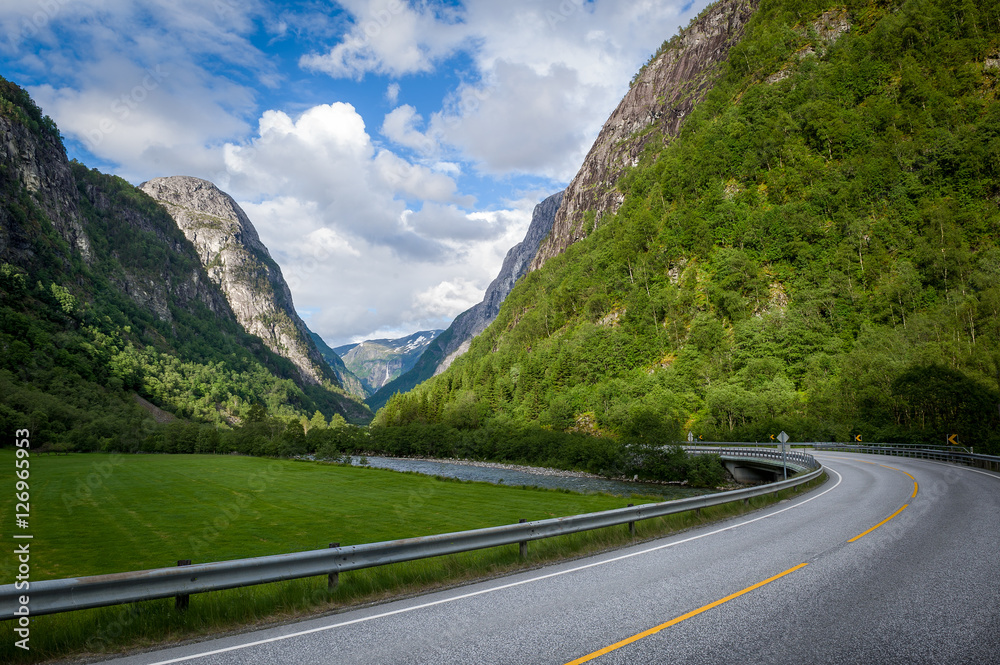 Fototapeta premium Serpentine road in mountains of Norway