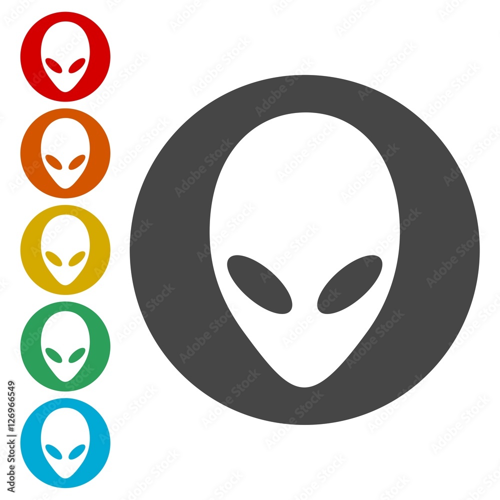 Fototapeta premium Alien head icons set 