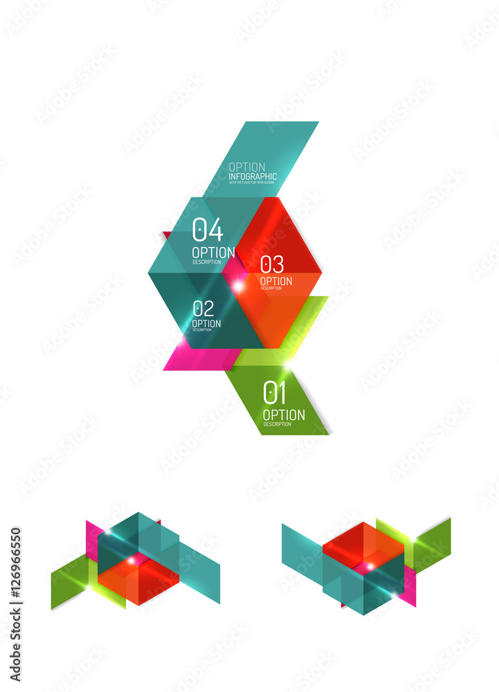Set of abstract geometric paper graphic layouts
