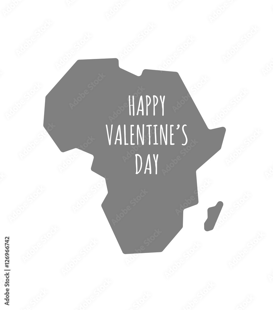 Isolated Africa map with the text HAPPY VALENTINES DAY Isolated Africa map with the text HAPPY VALENTINES DAY