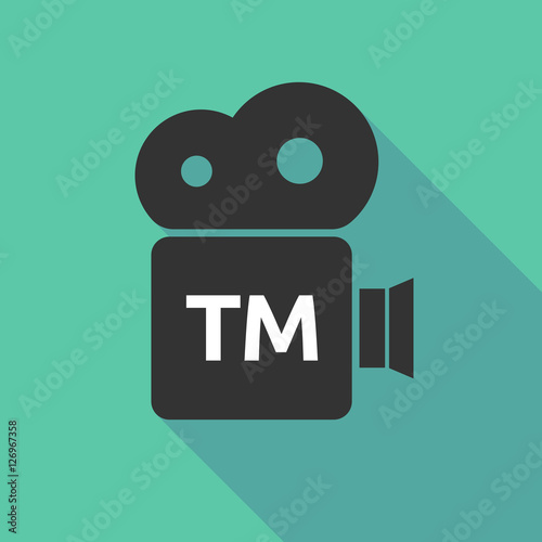 Long shadow camera icon with    the text TM