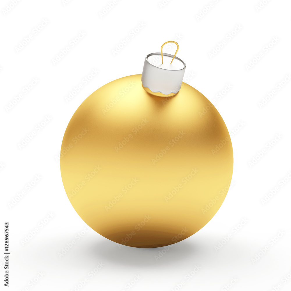 Christmas decoration. Golden Christmas ball on white background. 3D illustration Christmas decoration. Golden Christmas ball on white background. 3D illustration