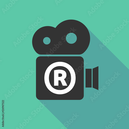 Long shadow camera icon with    the registered trademark symbol