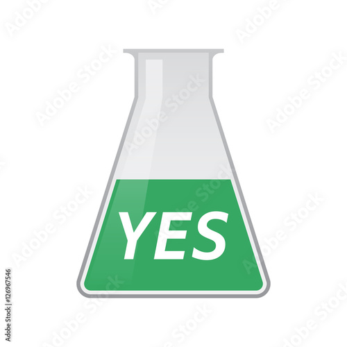 Isolated test tube with    the text YES