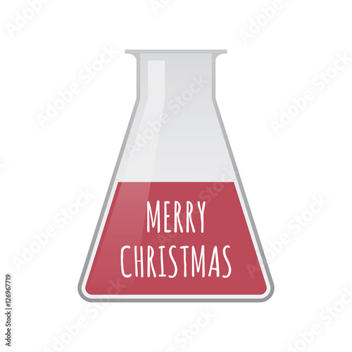 Isolated test tube with    the text MERRY CHRISTMAS