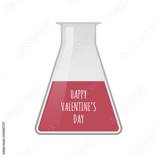 Isolated test tube with    the text HAPPY VALENTINES DAY