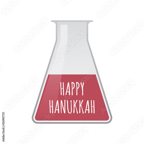Isolated test tube with    the text HAPPY HANUKKAH