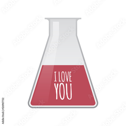 Isolated test tube with    the text I LOVE YOU
