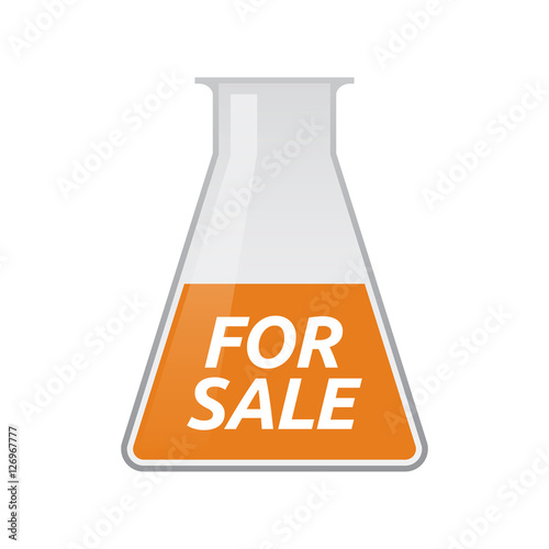 Isolated test tube with    the text FOR SALE