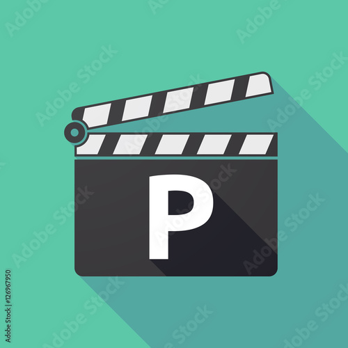 Long shadow clapper board with    the letter P
