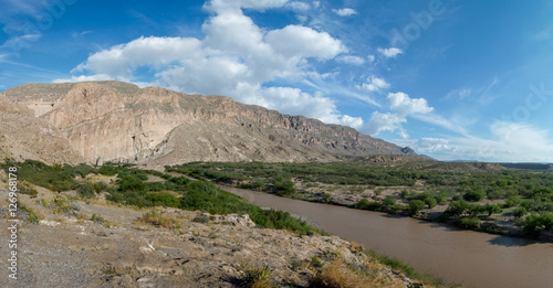 The Rio Grande River, which marks the border between Texas (left) and Mexico (right) in Big Bend National Park near Boquillas Canyon