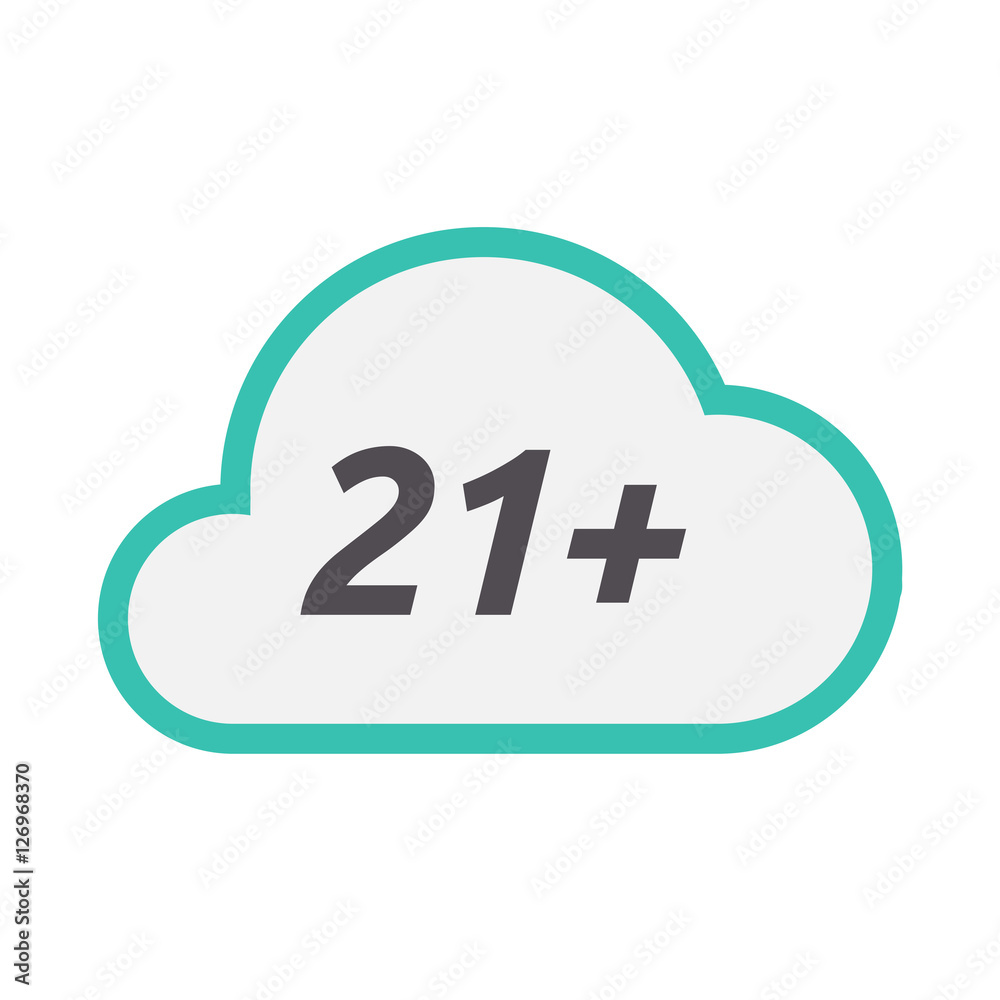 Isolated cloud icon with the text 21+ Isolated cloud icon with the text 21+