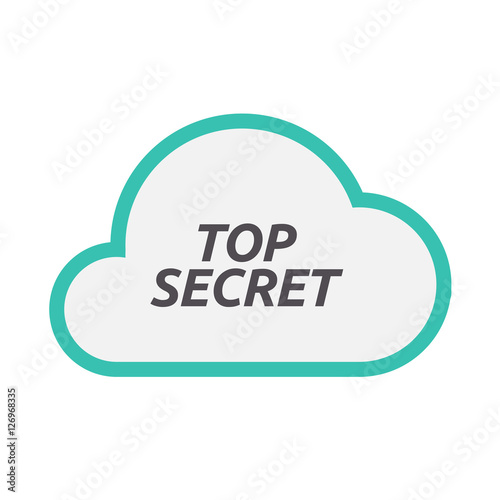 Isolated cloud icon with    the text TOP SECRET