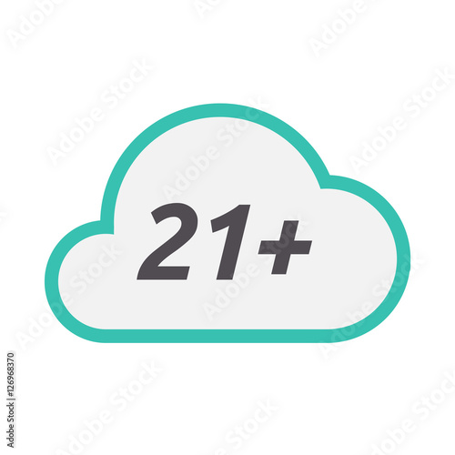 Isolated cloud icon with the text 21+