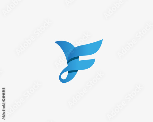 Abstract bird logo design. Creative color sign symbol. Luxury letter F logotype.