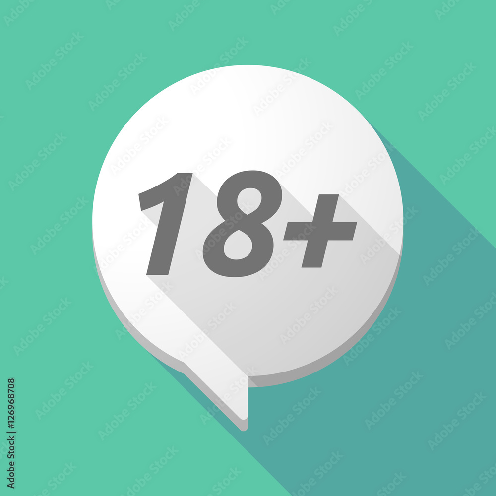 Long shadow comic balloon with the text 18+ Long shadow comic balloon with the text 18+