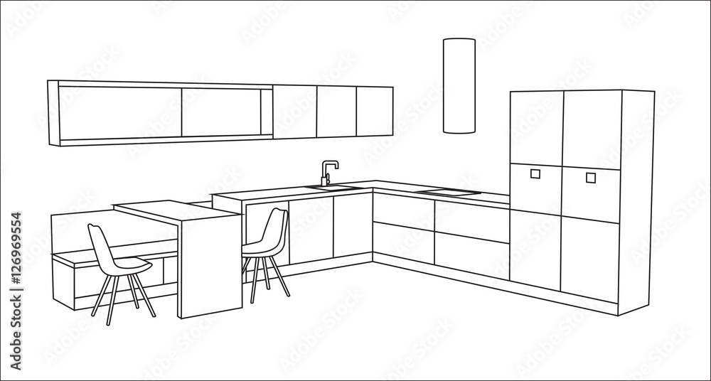 Kitchen design concept for modern house.