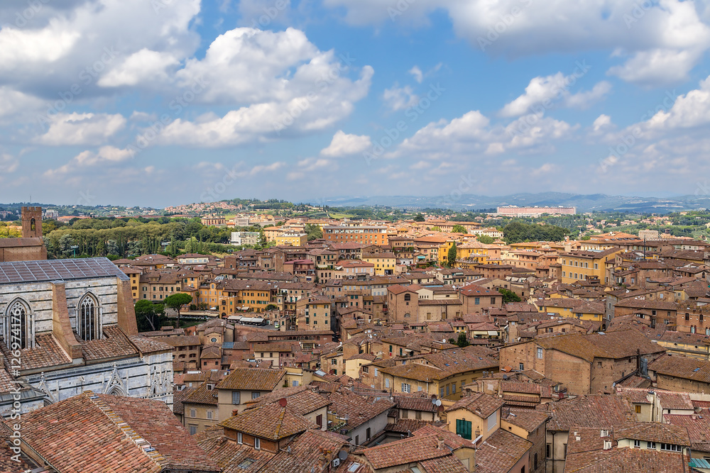 Siena, Italy. A scenic view of the city from a height