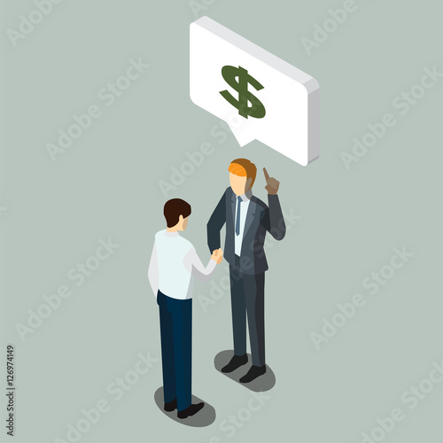 Business partnership or Businessmen Discussion, isometric busine