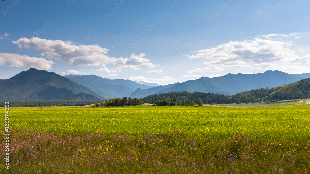 Beautiful landscape of highlands of Altai mountains