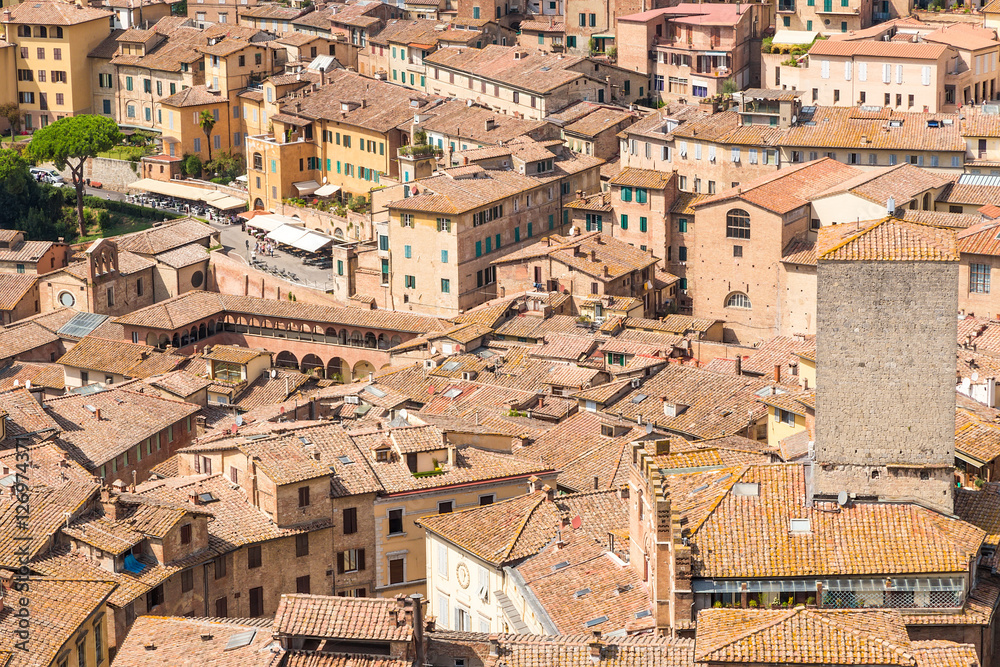 Siena, Italy. Tile roofs of the historic center