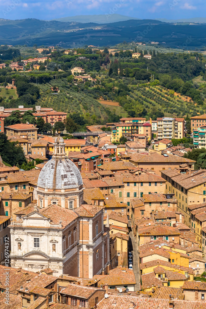 Siena, Italy. The historic center of the city and surrounding countryside