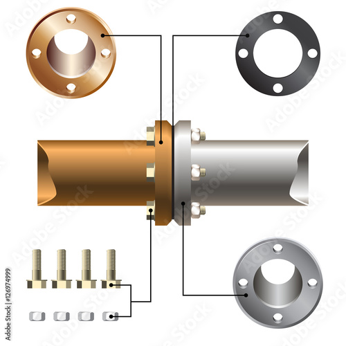 Realistic pipeline details isolated on white background.