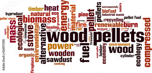 Wood pellets word cloud concept. Vector illustration