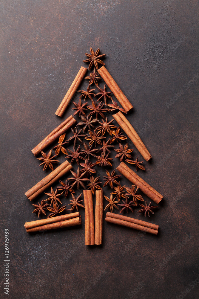 Anise and cinnamon spices christmas tree Anise and cinnamon spices christmas tree