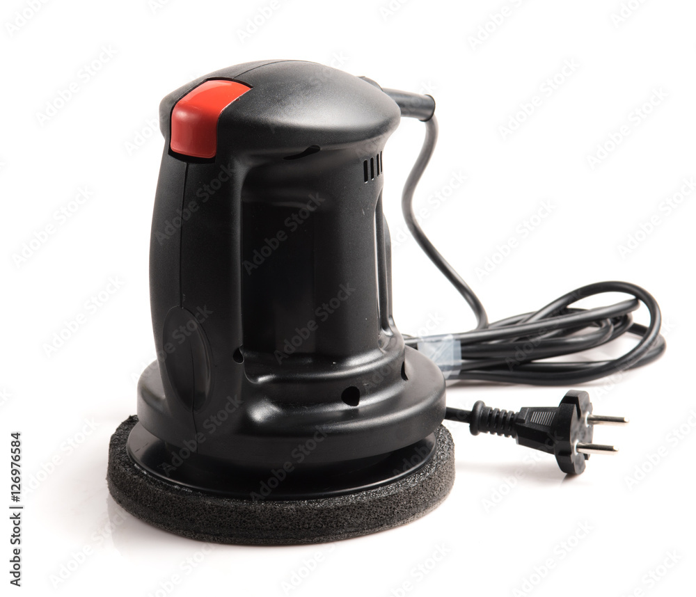 Car polishing machine on white background Car polishing machine on white background