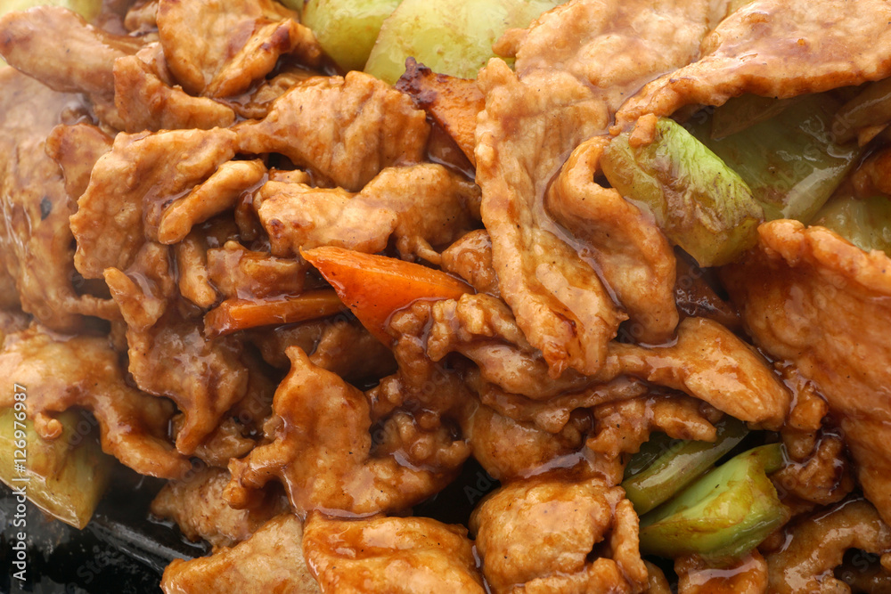 Chinese food. Fried chicken terrine with vegetables Chinese food. Fried chicken terrine with vegetables