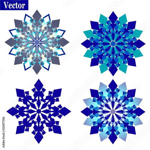 set of crystal snowflakes Vector