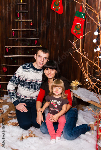 Family in christmas studio © fotofrol
