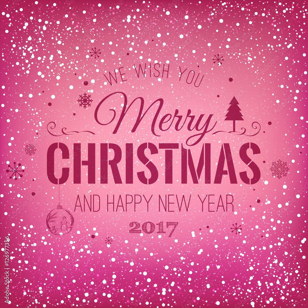 Christmas and New Year typographical on holidays background with snowflakes, light, stars. Vector Illustration. Xmas card Christmas and New Year typographical on holidays background with snowflakes, light, stars. Vector Illustration. Xmas card