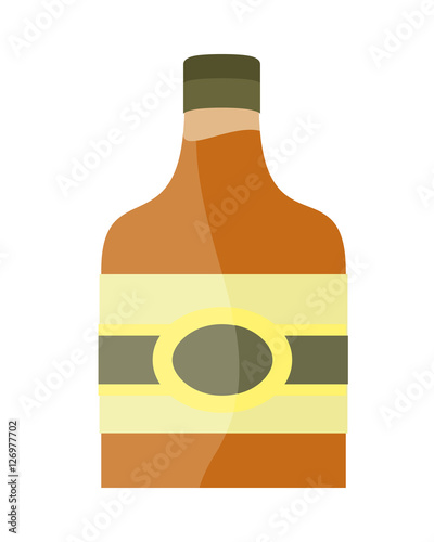 Bottle with Alcohol Vector in Flat Style Design. 