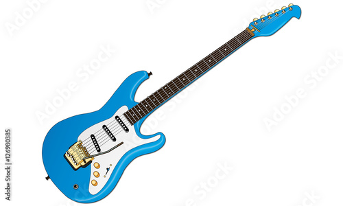 Guitare électrique bleue.