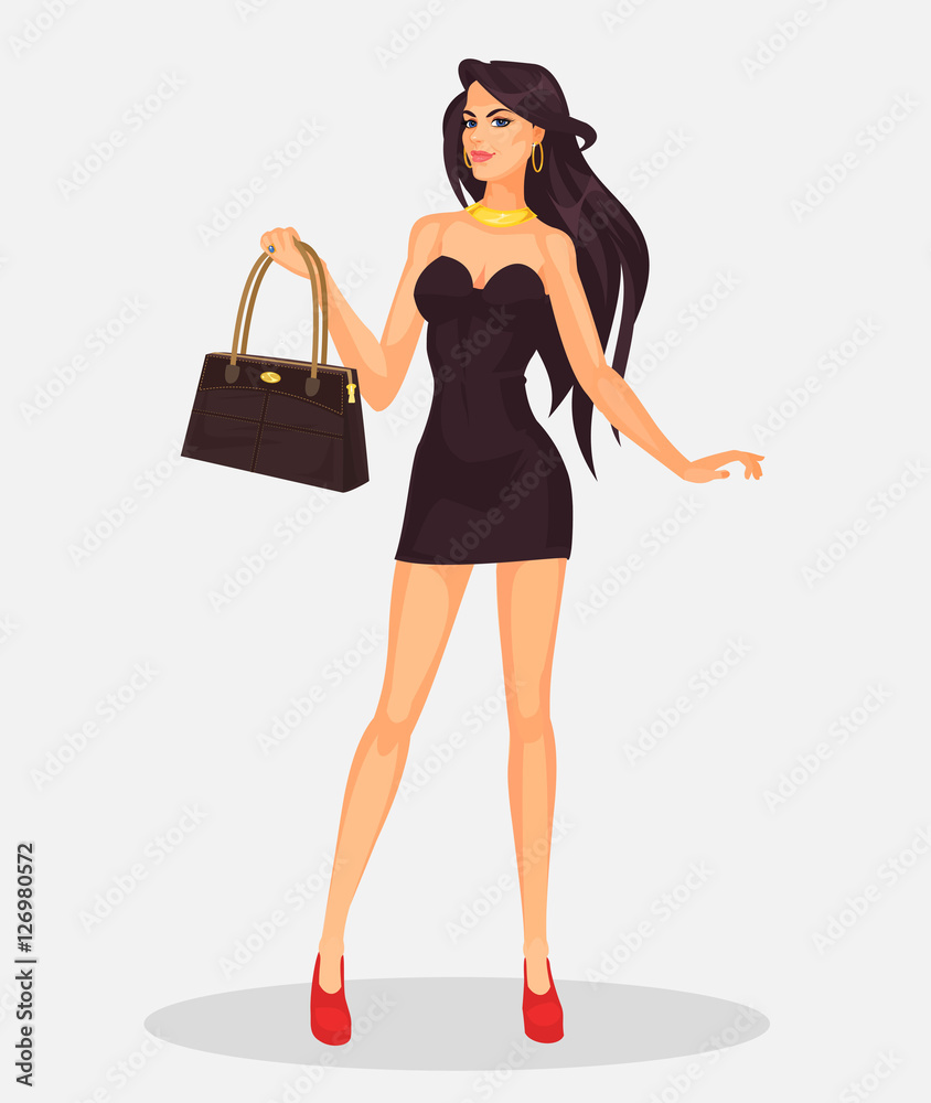 Vector smiling girl-shopper Vector smiling girl-shopper
