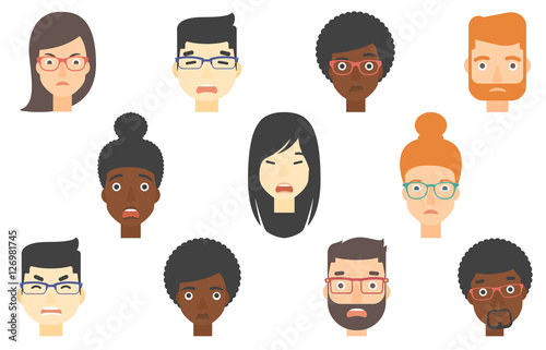 Set of human faces expressing different emotions.