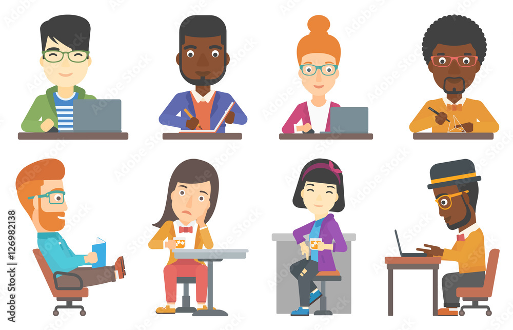 Vector set of bar customers and office workers. Vector set of bar customers and office workers.