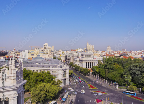 Spain, Madrid, Cityscape viewed from the Cybele Palace.