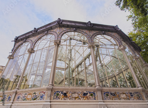 Spain, Madrid, View of the Crystal Palace in the Retiro Park.