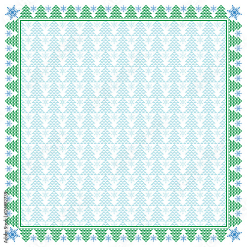 Square winter border and seamless pattern. Swatch is given in vector file.
