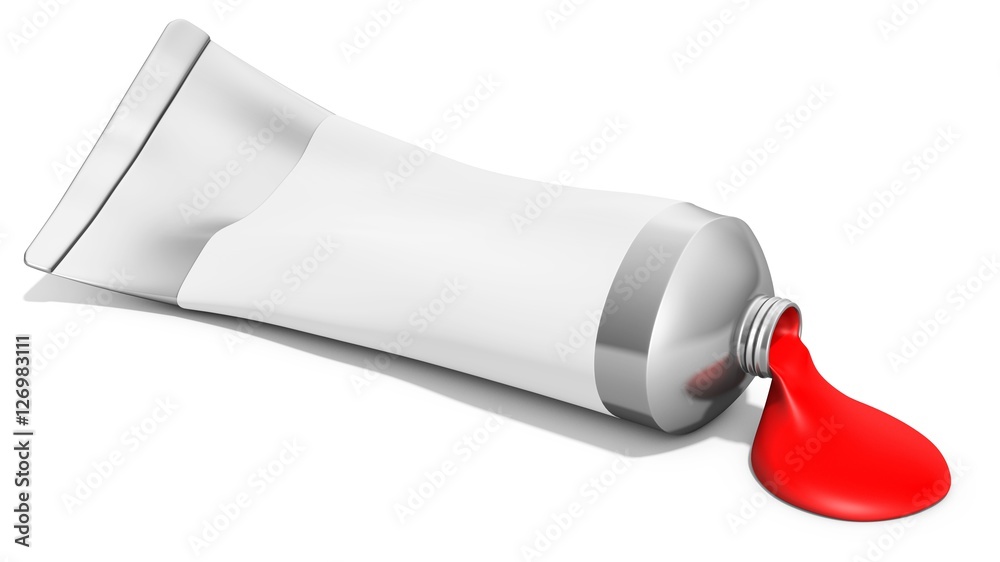 3d red tube of paint 3d red tube of paint