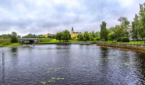 View  over Oulujoki river in Oulu. photo