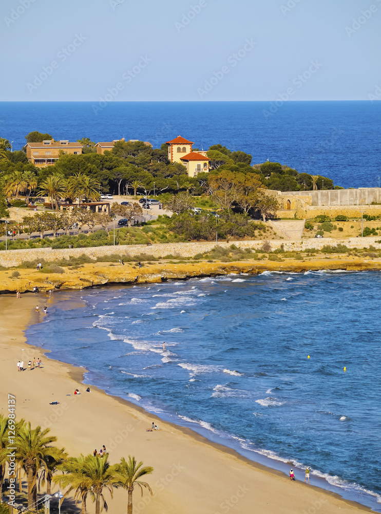 Spain, Catalonia, Tarragona, View of the beach.