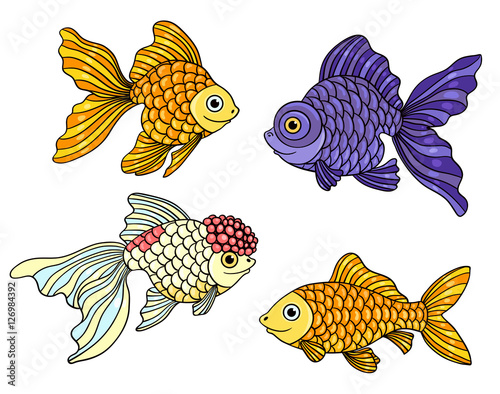 Set of the different goldfishes